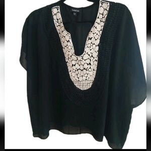 Vintage Bebe Dolman Sleeve Bohemian Sheer Flowy Top Size: Small